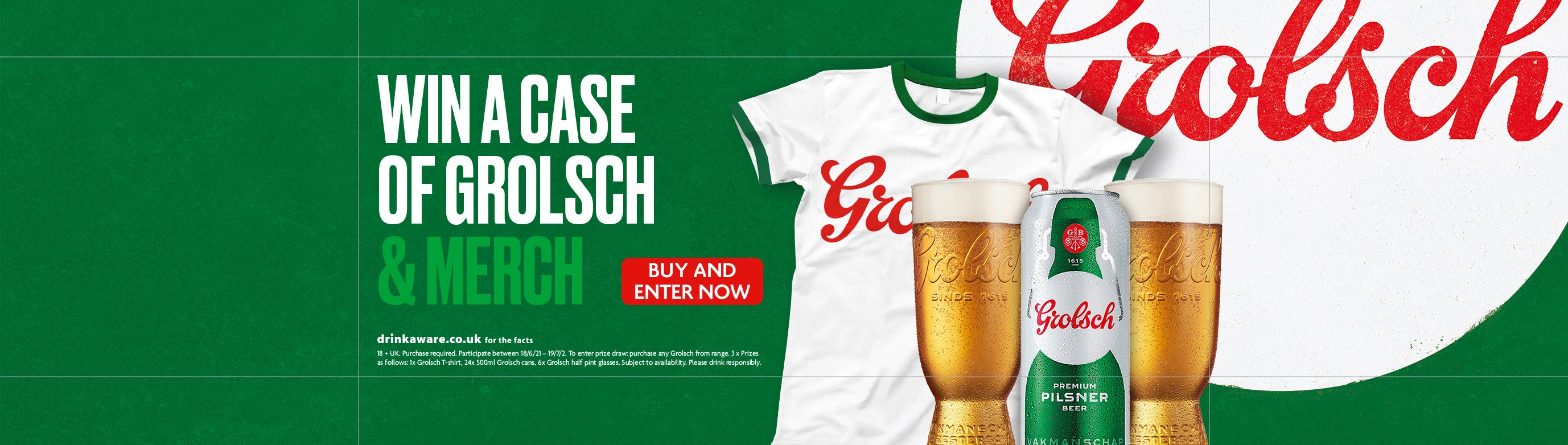 Set of 2 Grolsch Beer Glasses (Pint)