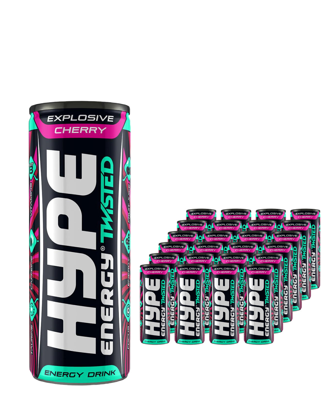 Hype Twisted Explosive Cherry Energy Drink Multipack, 24 x 250 ml