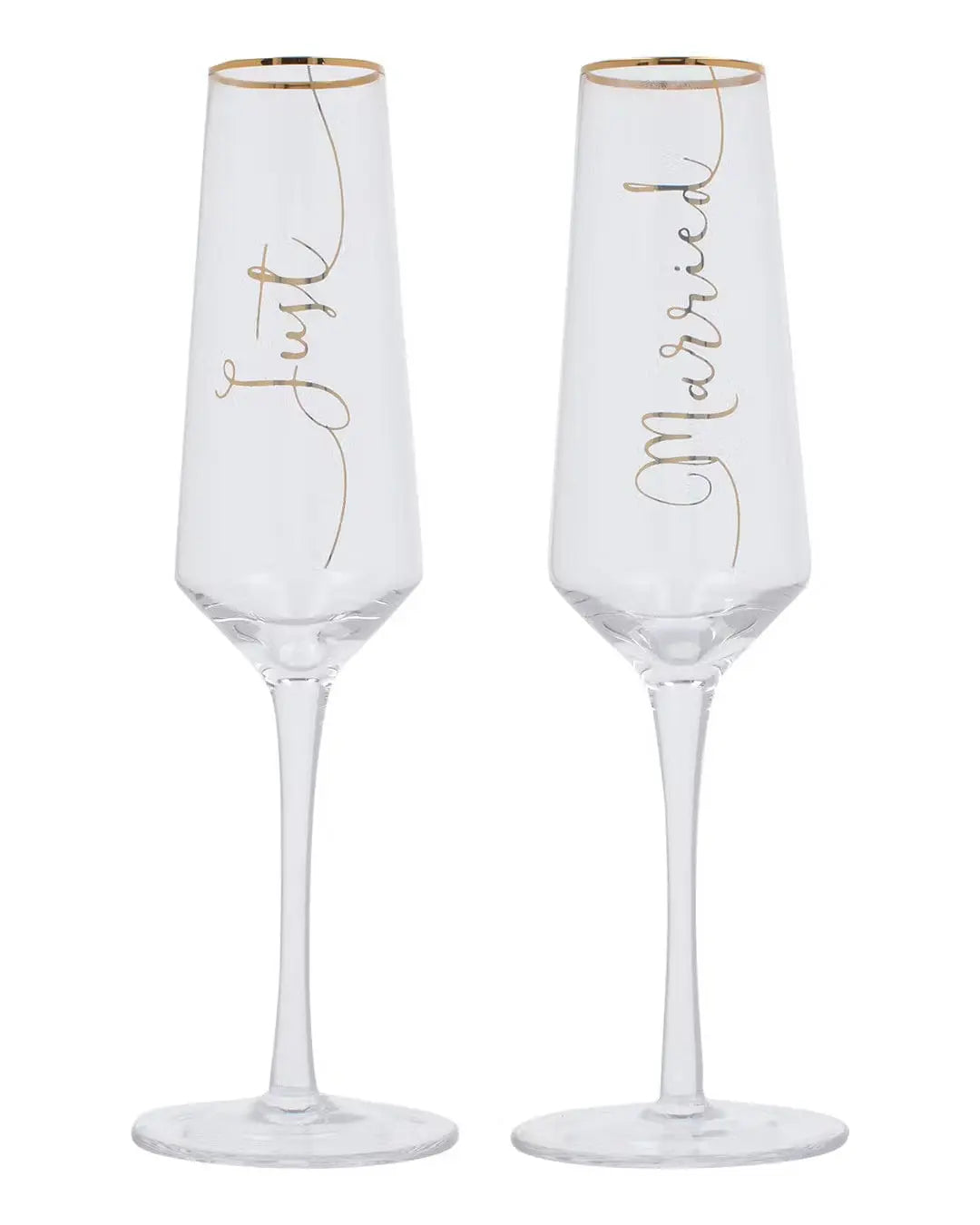 Ava & I Bridal Set Of 2 Just Married Flutes Tableware