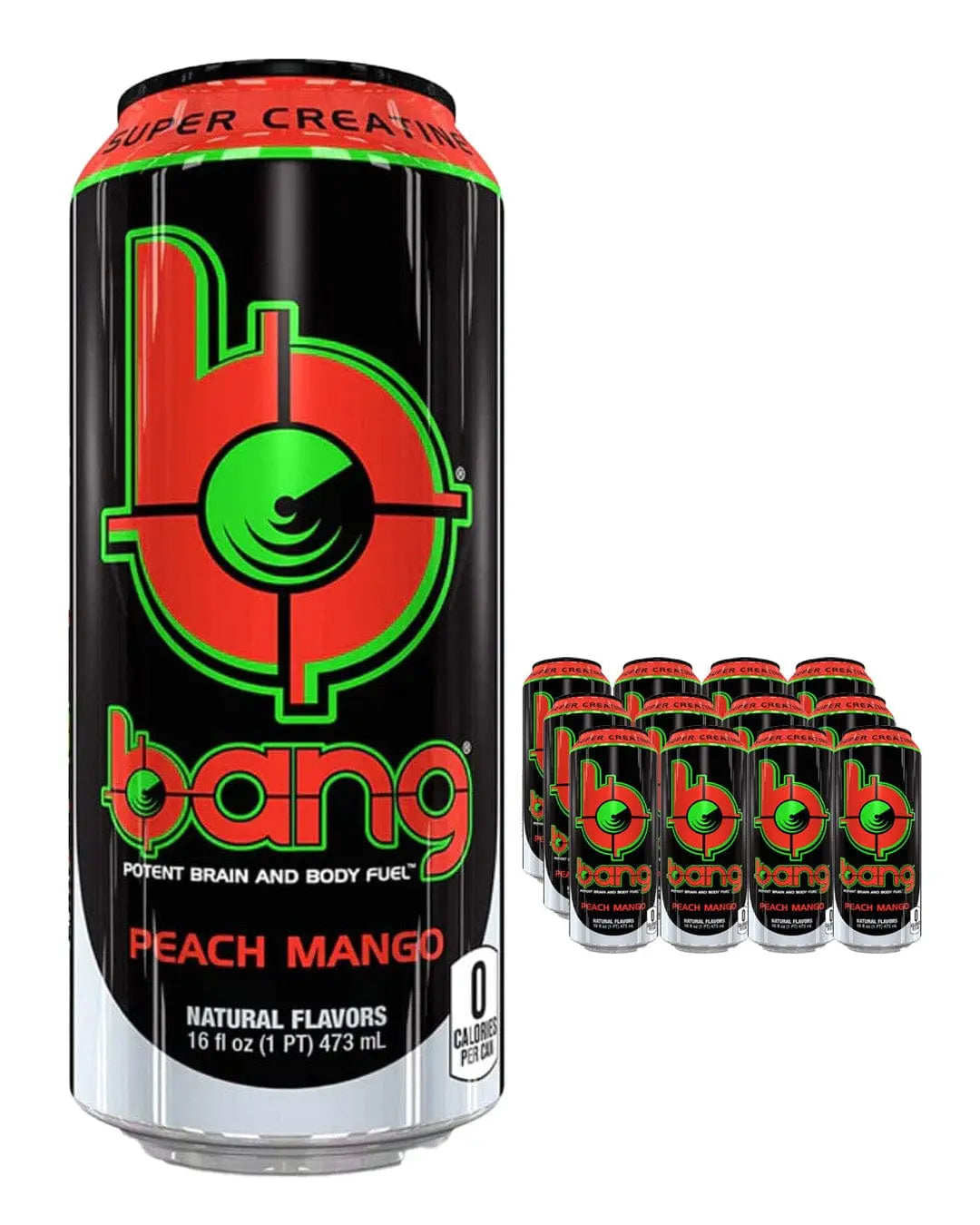 Bang Peach Mango Energy Drink Multipack, 12 x 500 ml Soft Drinks & Mixers