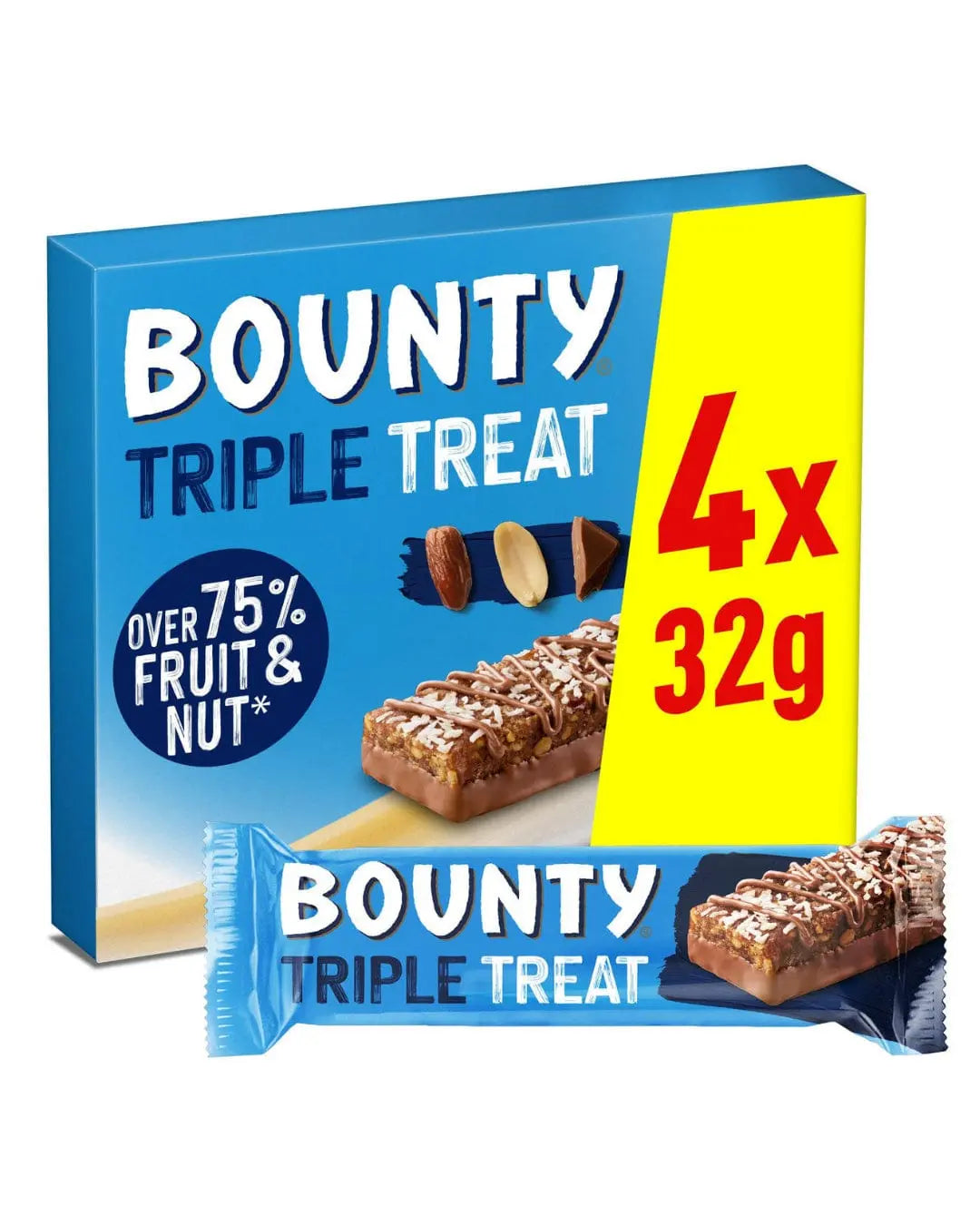 Bounty Triple Treat Fruit & Nut Milk Chocolate Bars Multipack, 4x 32 g Chocolate 5056357905616