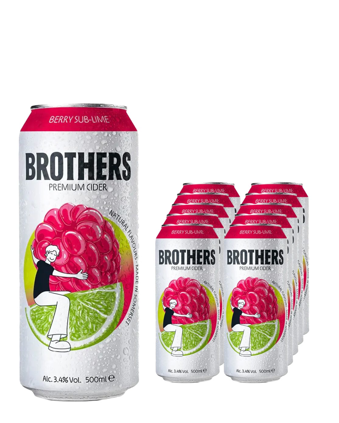 Brothers Berry Sub-Lime Cider Can Multipack, 10 x 500 ml Cider