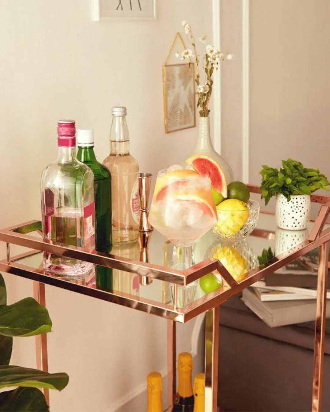 BTFY Rose Gold Bar Trolley Drinks Storage