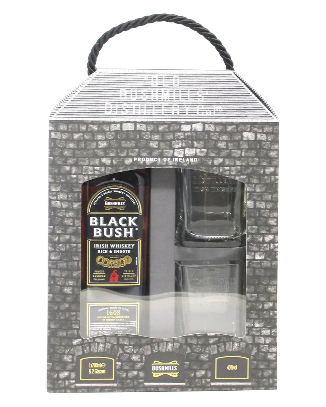 Bushmills Black Bush Whiskey Glass Gift Pack, 70 cl Whisky 5055966800114