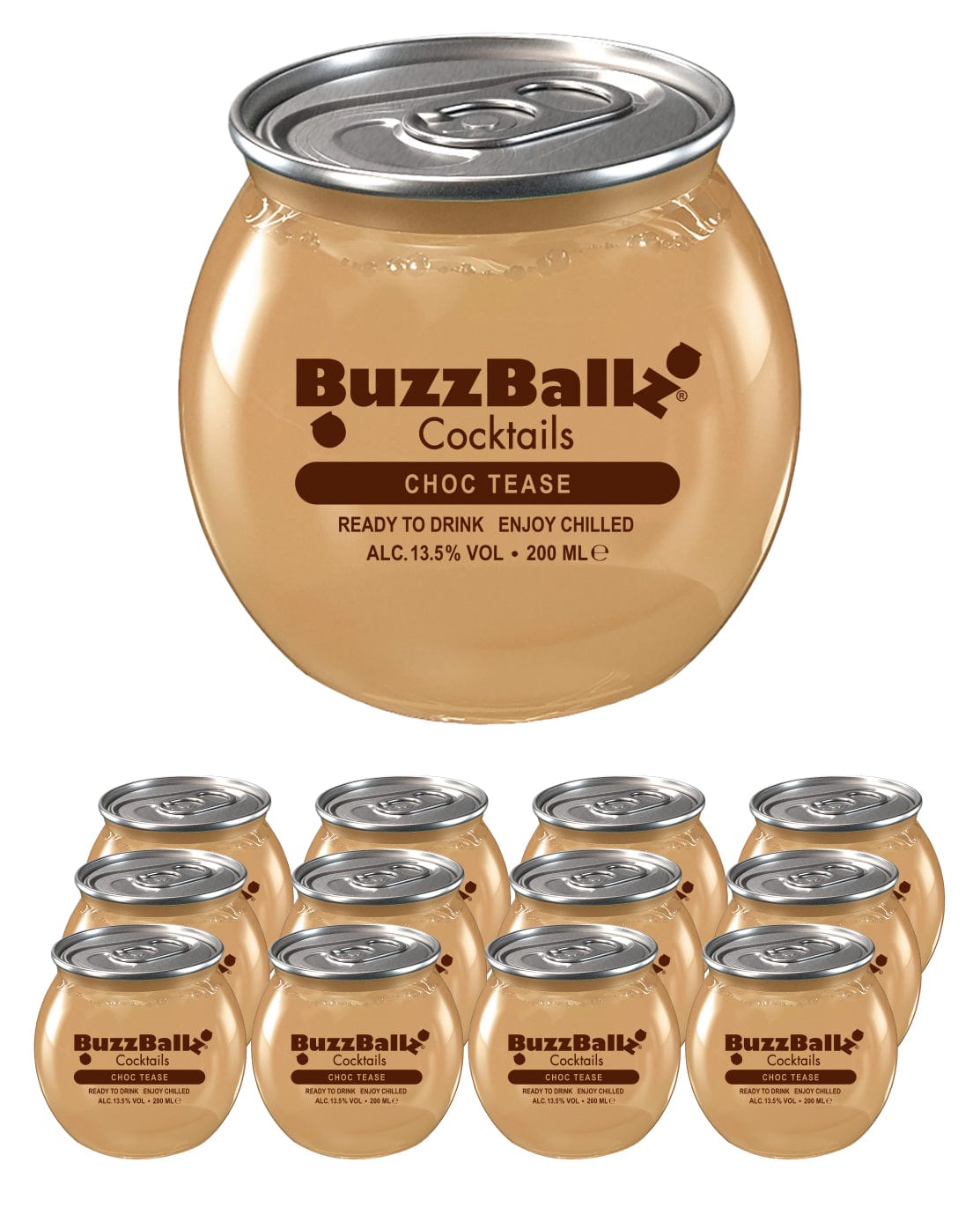 BuzzBallz Choc Tease Cocktail Multipack, 12 x 200 ml Ready Made Cocktails