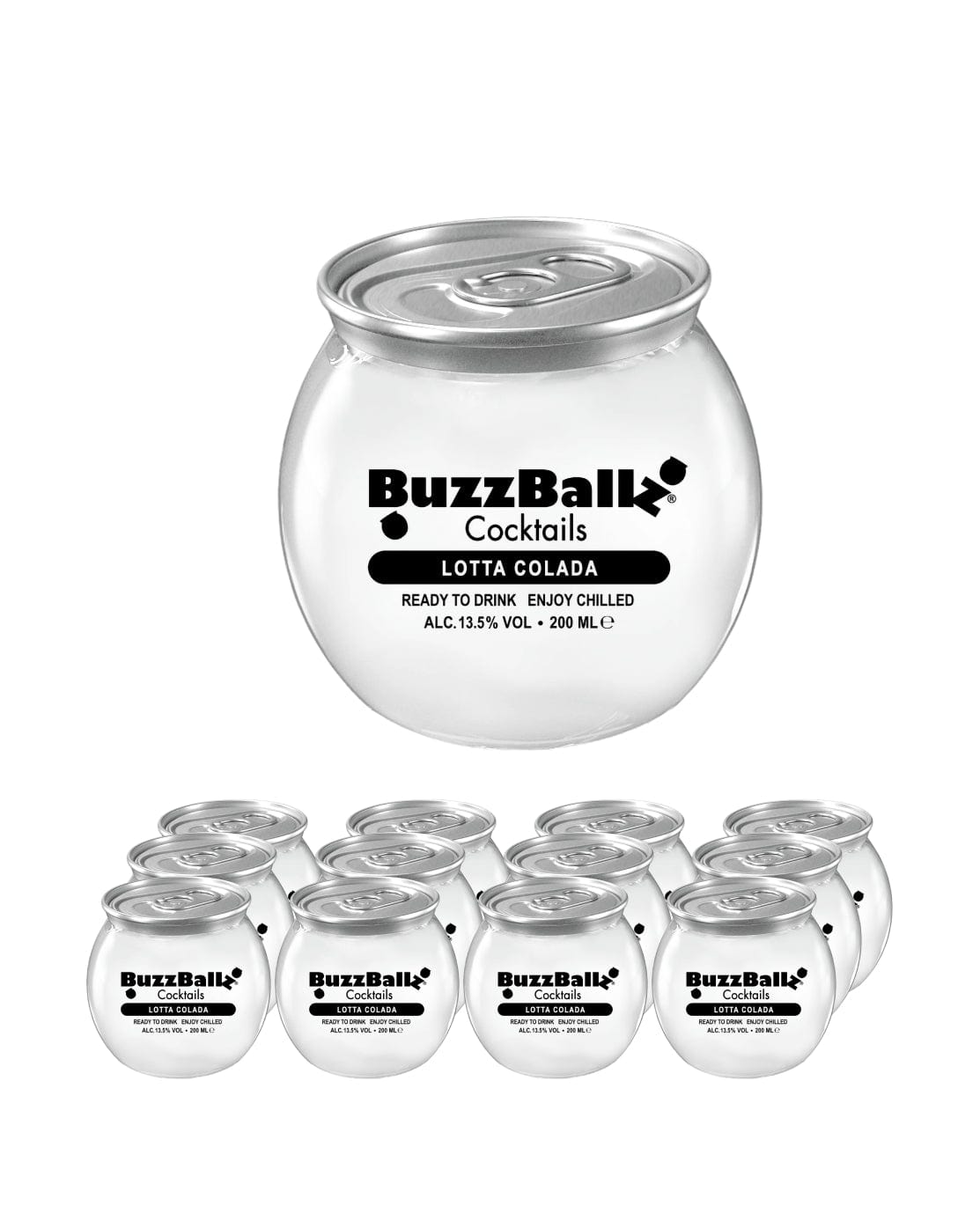 BuzzBallz Lotta Colada Cocktail Multipack, 12 x 200 ml Ready Made Cocktails