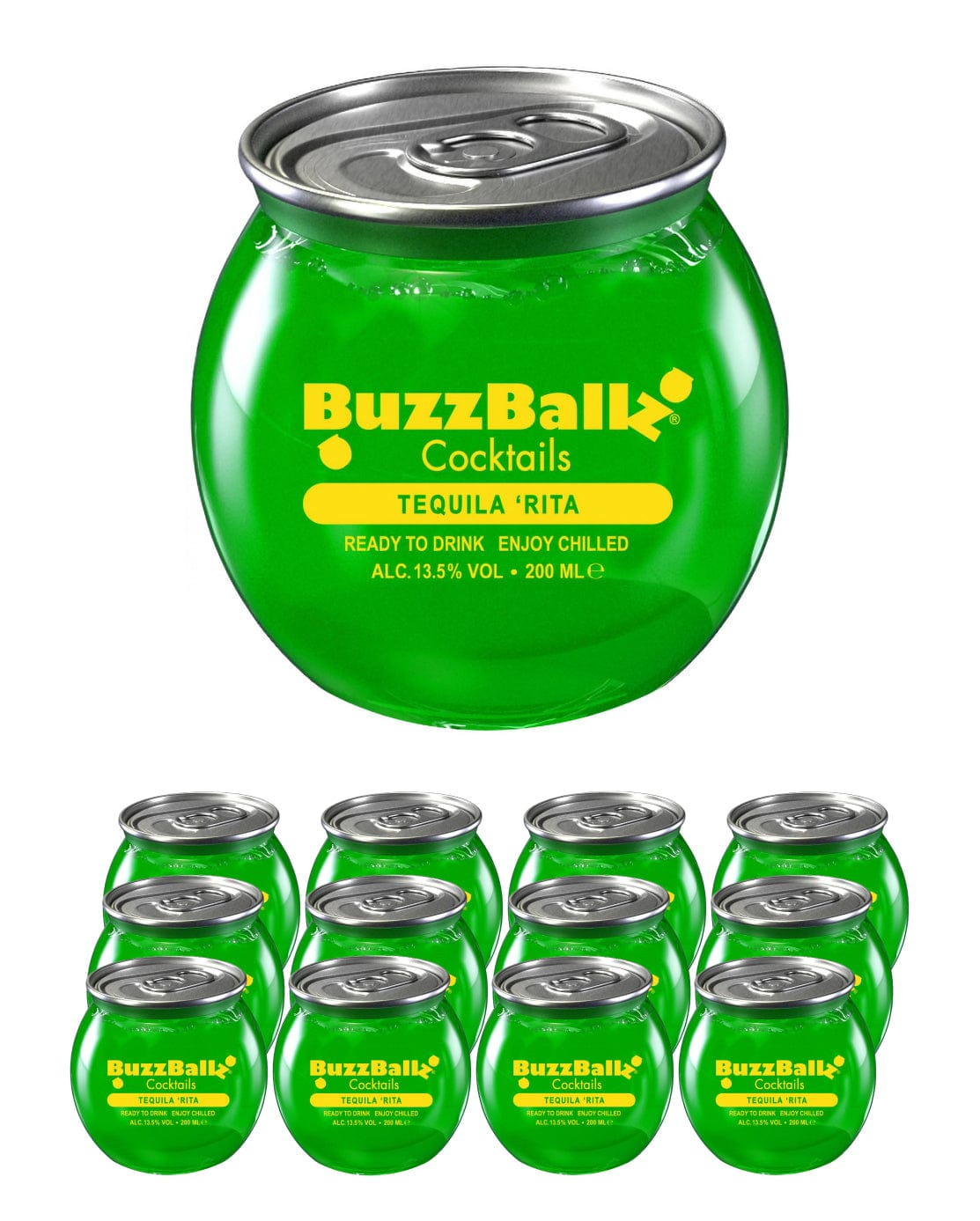 BuzzBallz Tequila Rita Cocktail Multipack, 12 x 200 ml Ready Made Cocktails