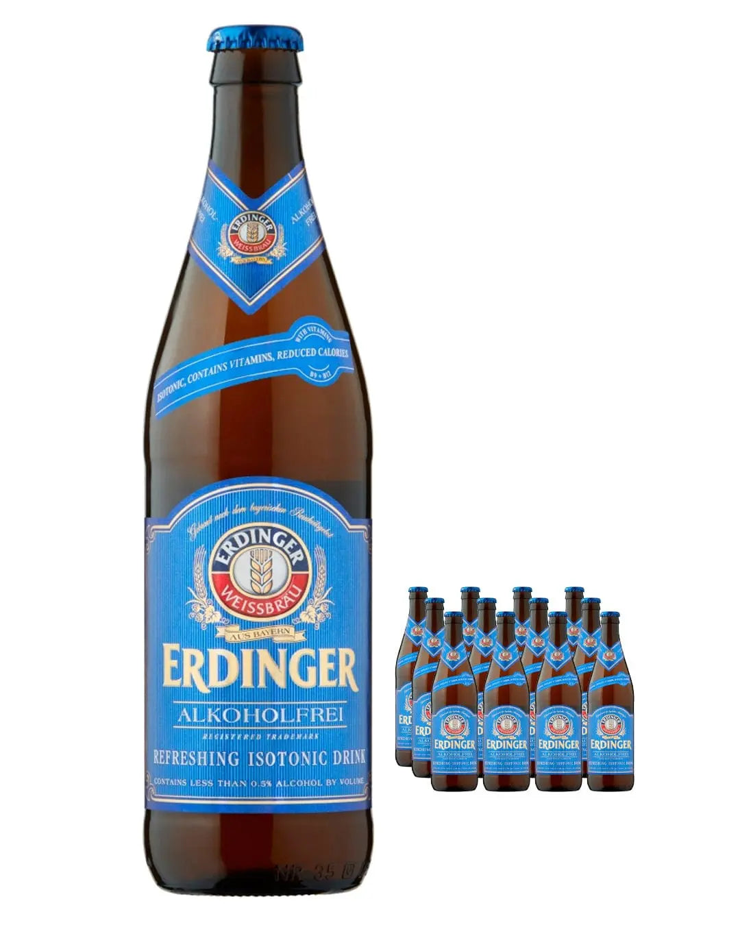 Erdinger Alkoholfrei Alcohol Free Wheat Beer Glass Botlle Multipack, 12 x 500 ml Beer