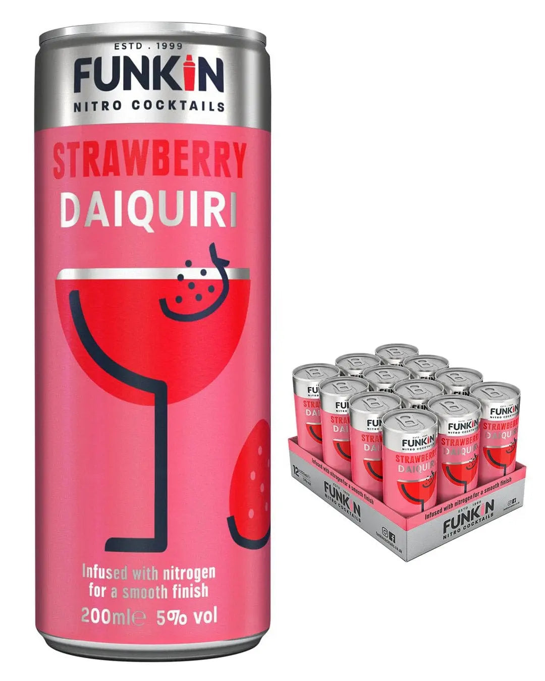 Funkin Nitro Strawberry Daiquiri Can Multipack, 12 x 200 ml Ready Made Cocktails 5060065302483