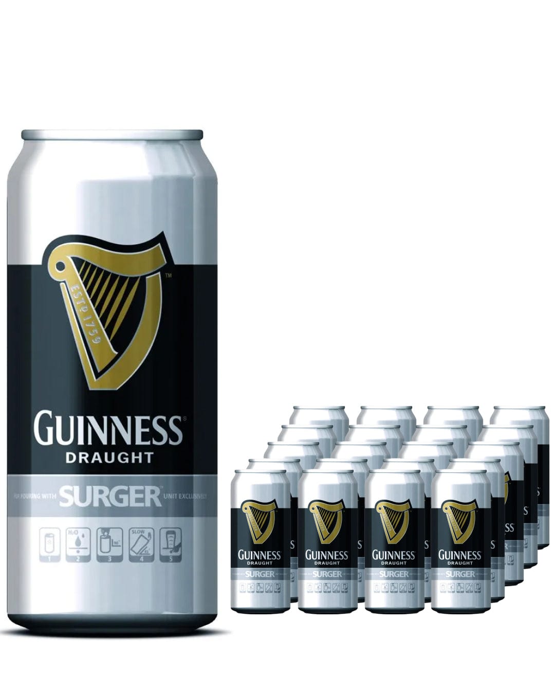 Guinness Original Draught Surger Can Multipack, 24 x 520 ml Spirits