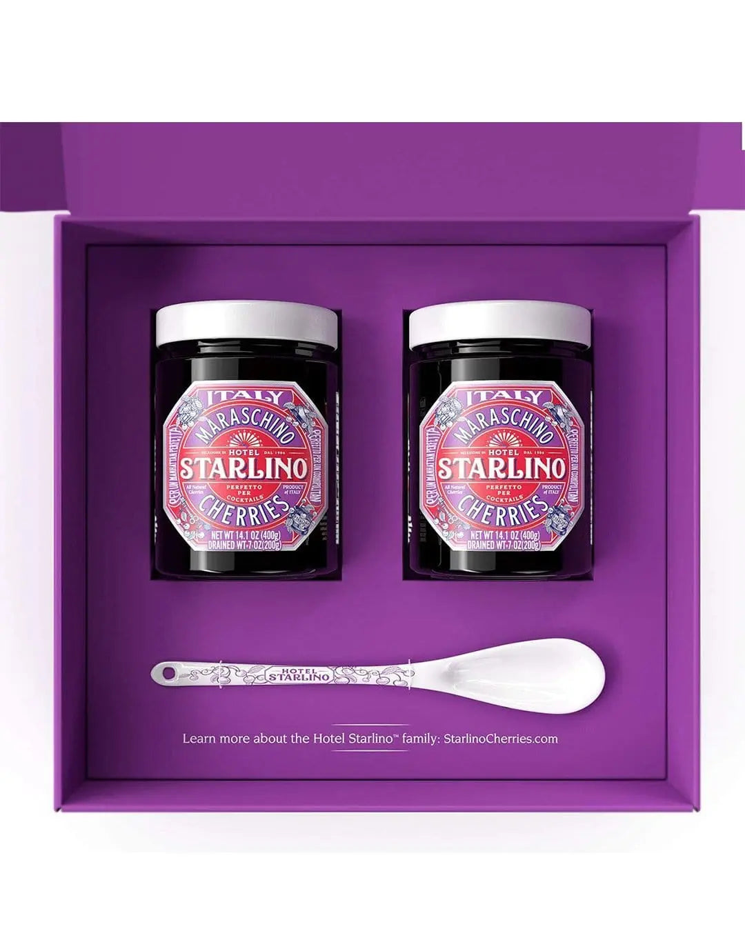 Hotel Starlino Italian Maraschino Cherries Gift Set, 2 x 400 g Cocktail Essentials