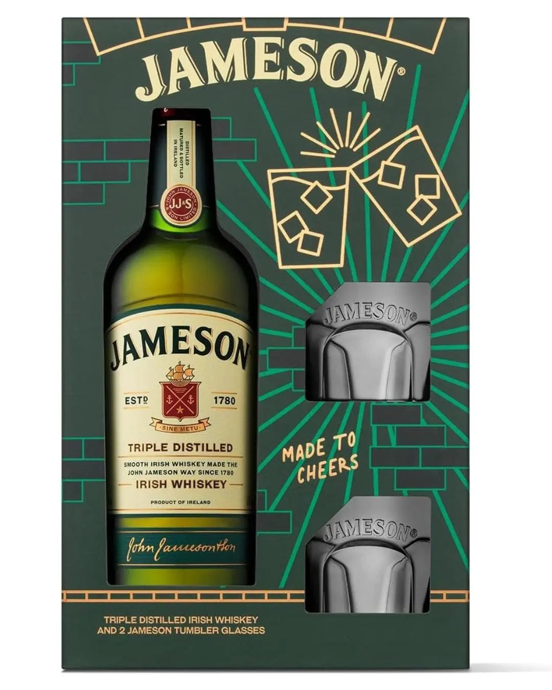 Jameson Irish Whisky with 2 Glasses Gift Pack, 70 cl Whisky