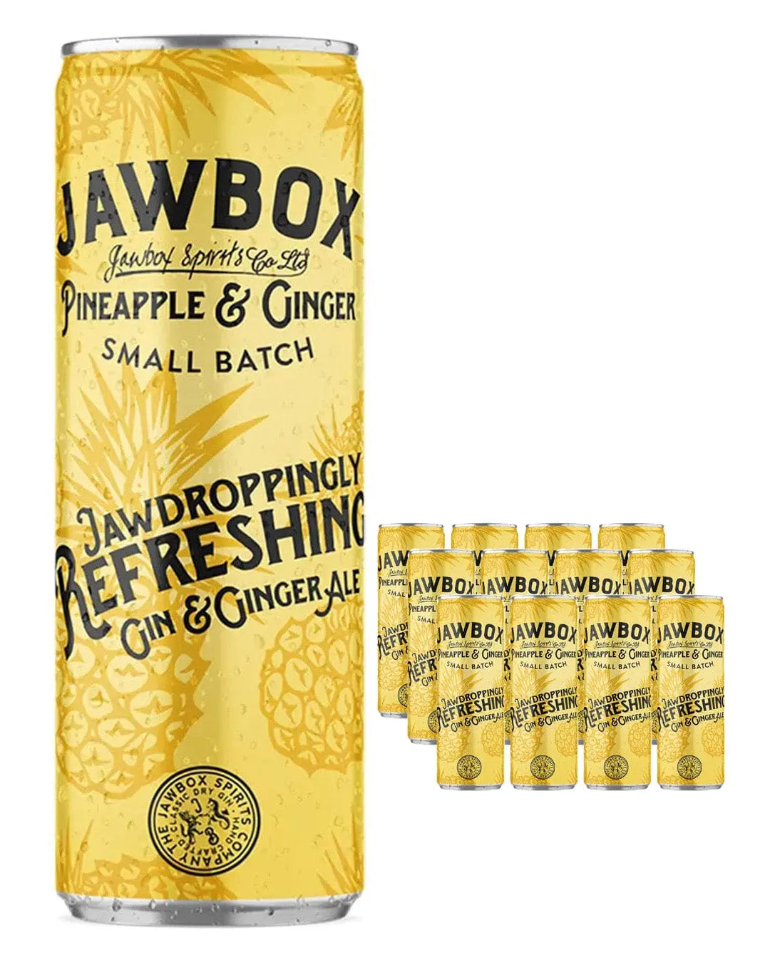 Jawbox Pineapple & Ginger Gin Liqueur and Ginger Ale Premixed Cocktail Multipack, 12 x 250 ml Ready Made Cocktails