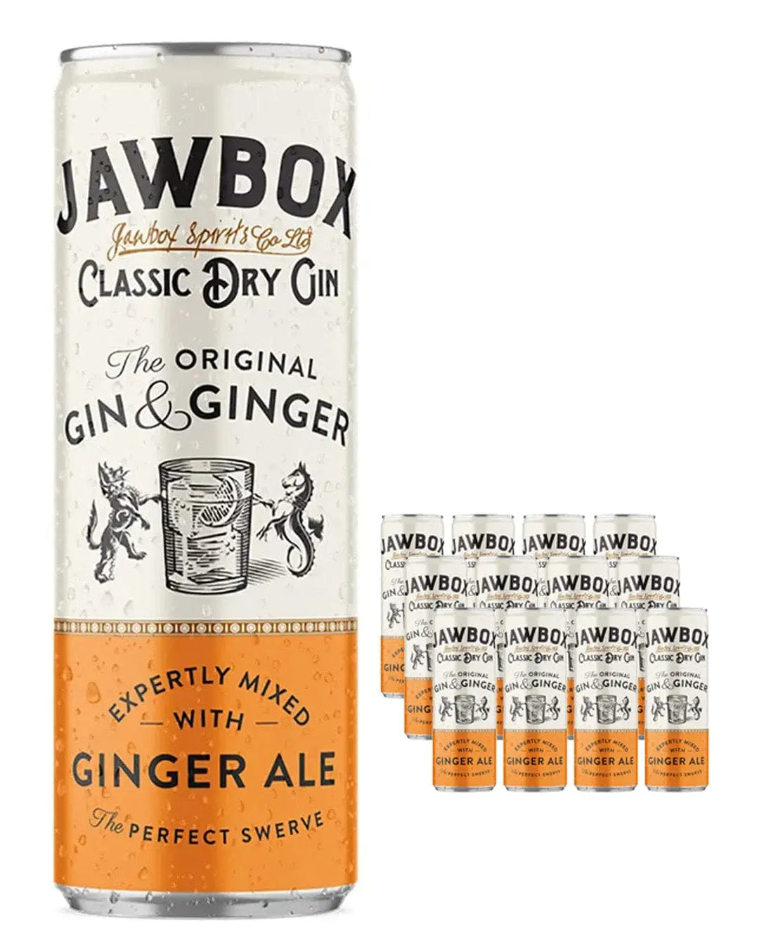 Jawbox Small Batch Gin and Ginger Ale Premixed Cocktail Multipack, 12 x 250 ml Ready Made Cocktails