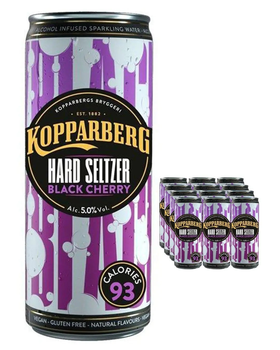 Kopparberg Black Cherry Hard Seltzer Premixed Can Multipack, 12 x 330 ml Ready Made Cocktails 7393714646378