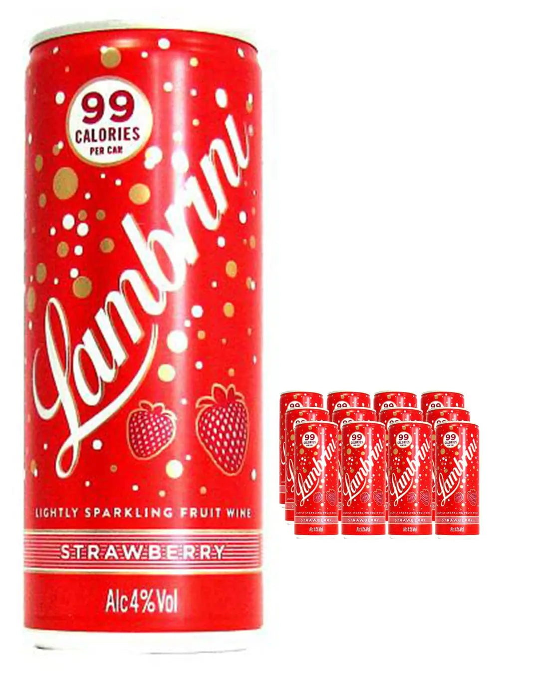 Lambrini So Strawberry Slightly Sparkling Fruit Wine Can Multipack, 12 x 250 ml Champagne & Sparkling