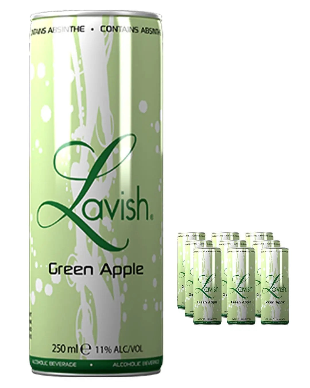 Lavish Green Apple & Absinthe Cocktail Can Multipack, 12 x 250 ml Ready Made Cocktails