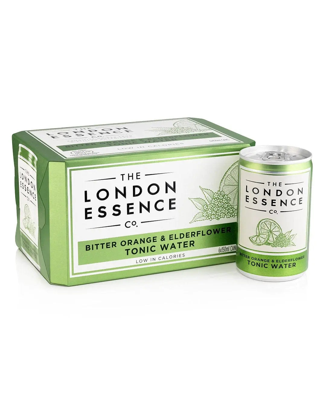 London Essence Company Bitter Orange & Elderflower Tonic Water Can Multipack, 6 x 150 ml Tonics