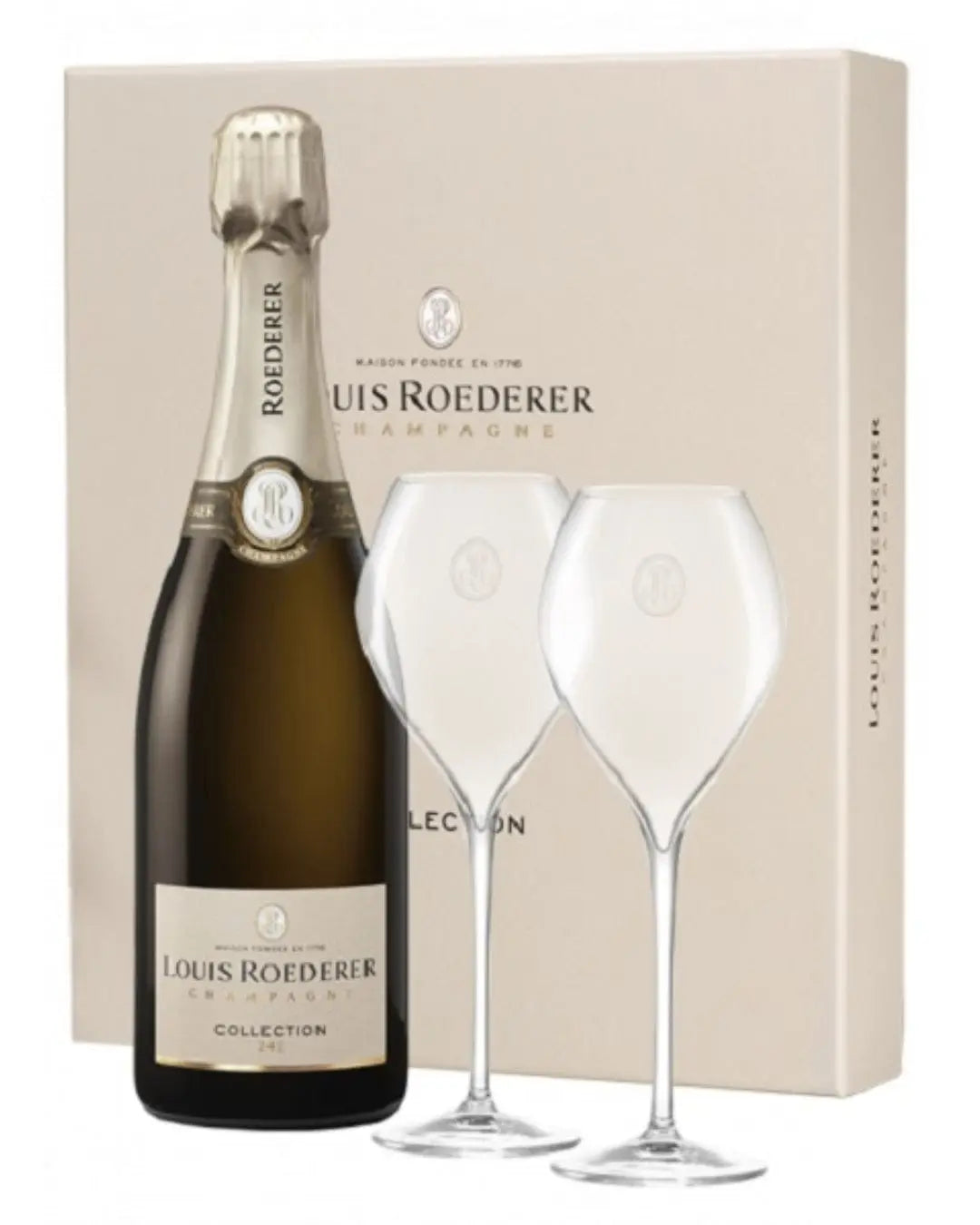 Louis Roederer Collection 243 Brut Champagne  Jamesse Flutes Gift Set, 75 cl Champagne & Sparkling