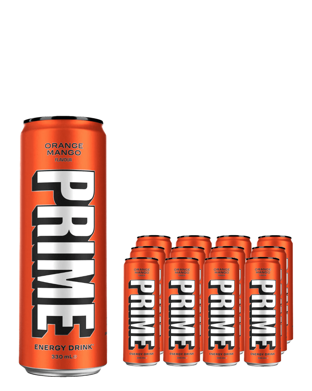 Prime Orange Mango Energy Drink Multipack, 12 x 330 ml Soft Drinks & Mixers 850040427523