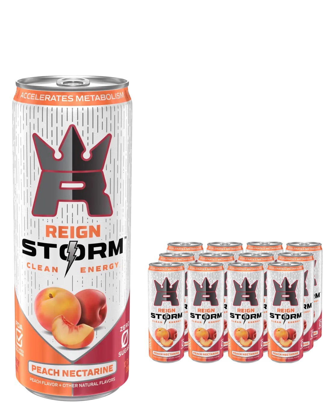 Reign Storm Peach Nectarine Clean Energy Drink Multipack, 12 x 355 ml Soft Drinks & Mixers