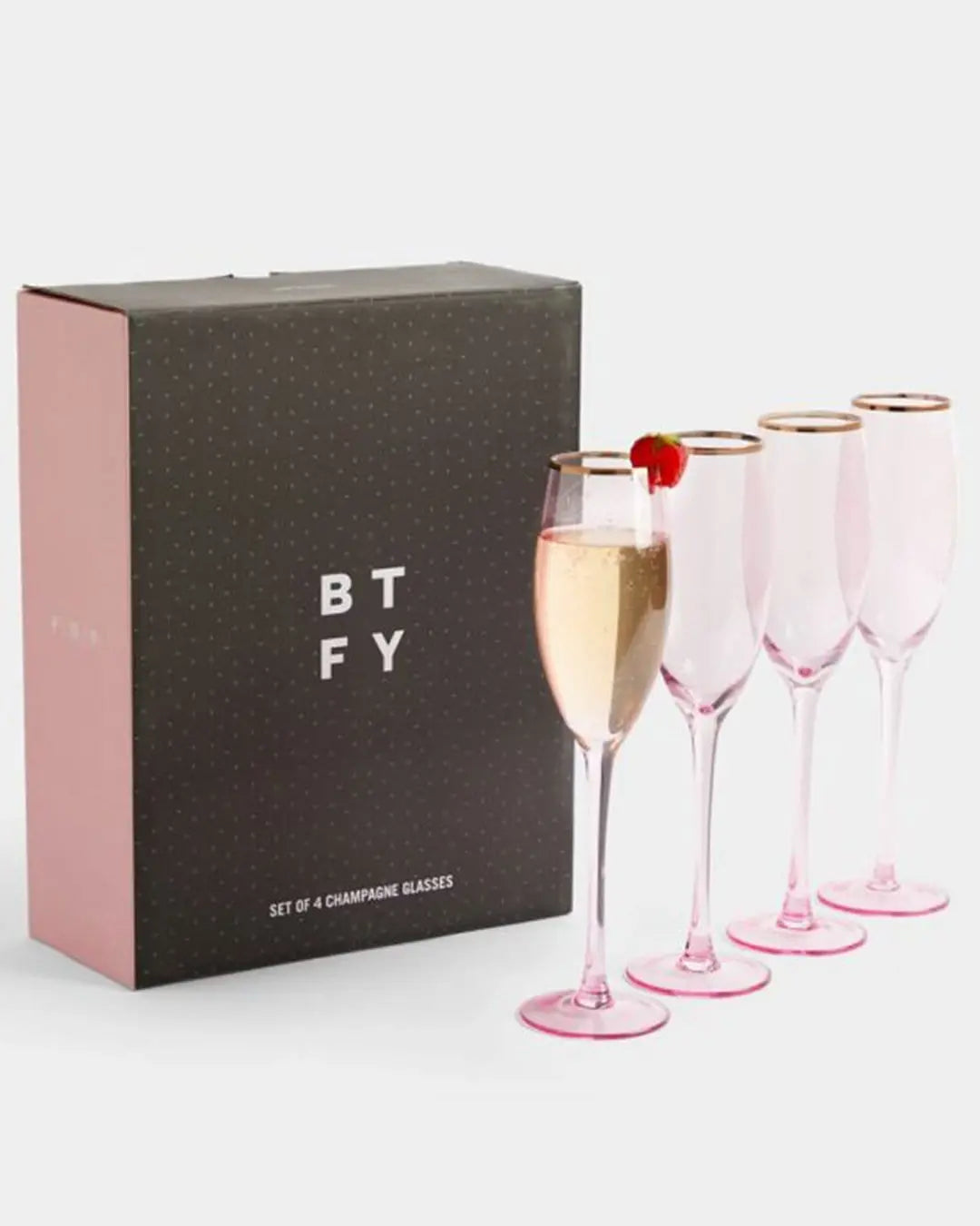 BTFY Set of Pink Champagne Glasses Tableware