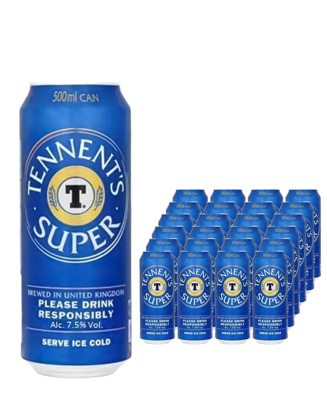 Tennent's Super Strong Lager Beer Can Multipack, 24 x 500 ml Beer