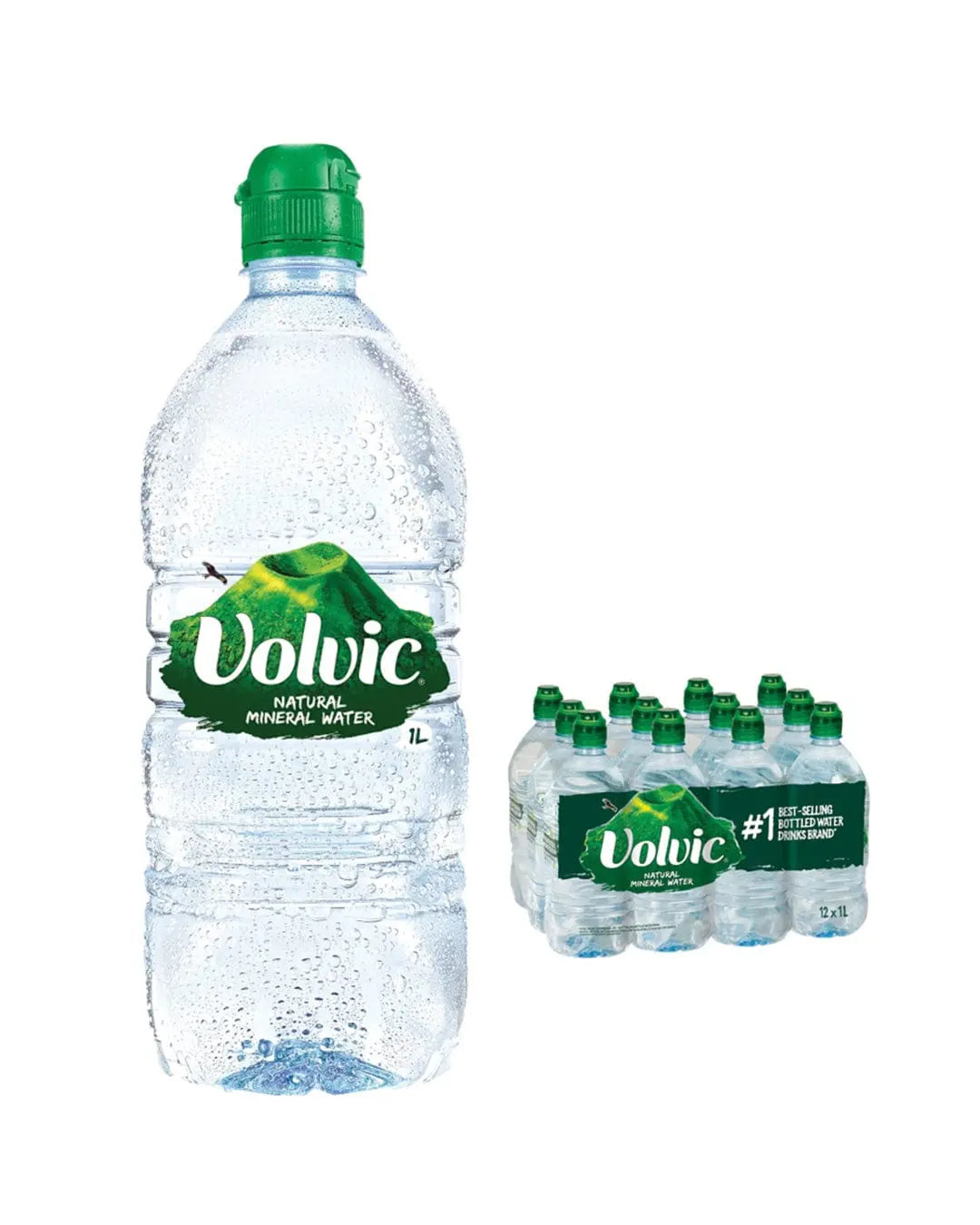 Volvic Still Mineral Water Sports Cap Bottle Multipack, 12 x 1 L Water