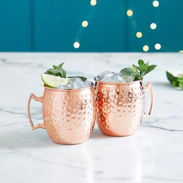 VonShef 2 Piece Hammered Copper Moscow Mule Set Tableware