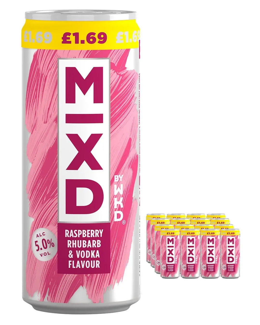 WKD Mixed Raspberry, Rhubarb & Vodka Premixed Can, 250 ml Ready Made Cocktails